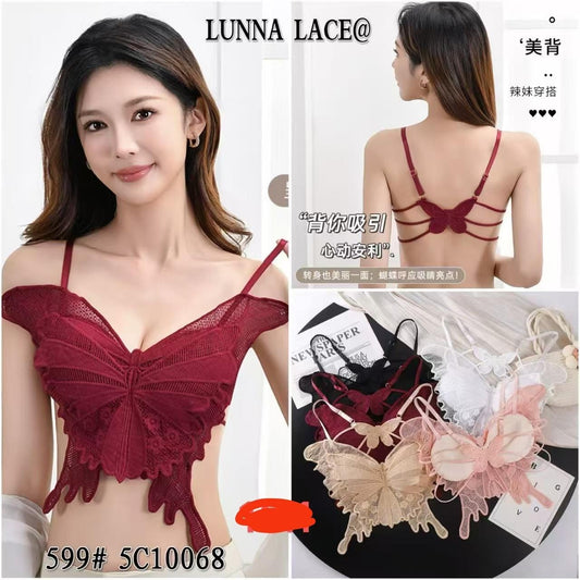 Butterfly Lace Padded Backless Bra